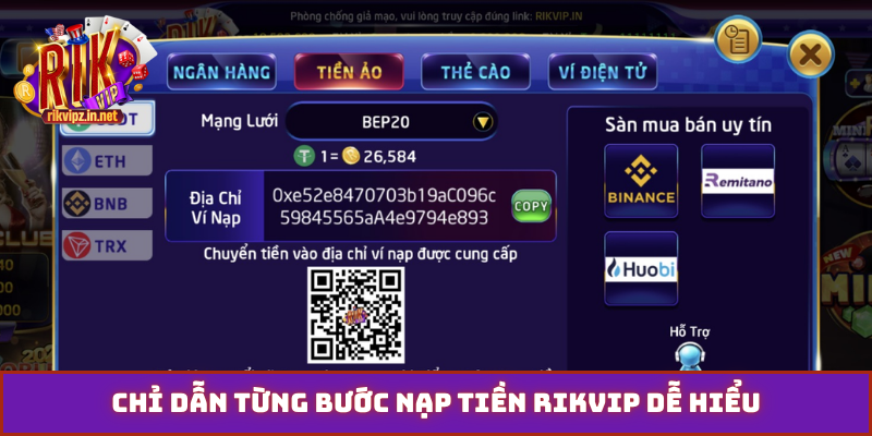 Chỉ dẫn từng bước nạp tiền Rikvip dễ hiểu